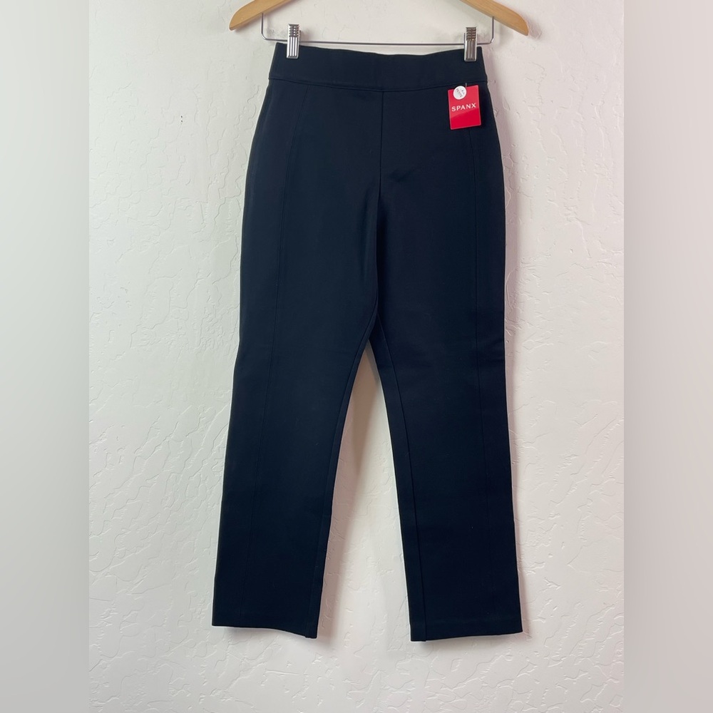 NWT Spanx Straight Leg Ponte Pant in Black Side Panel Size XS